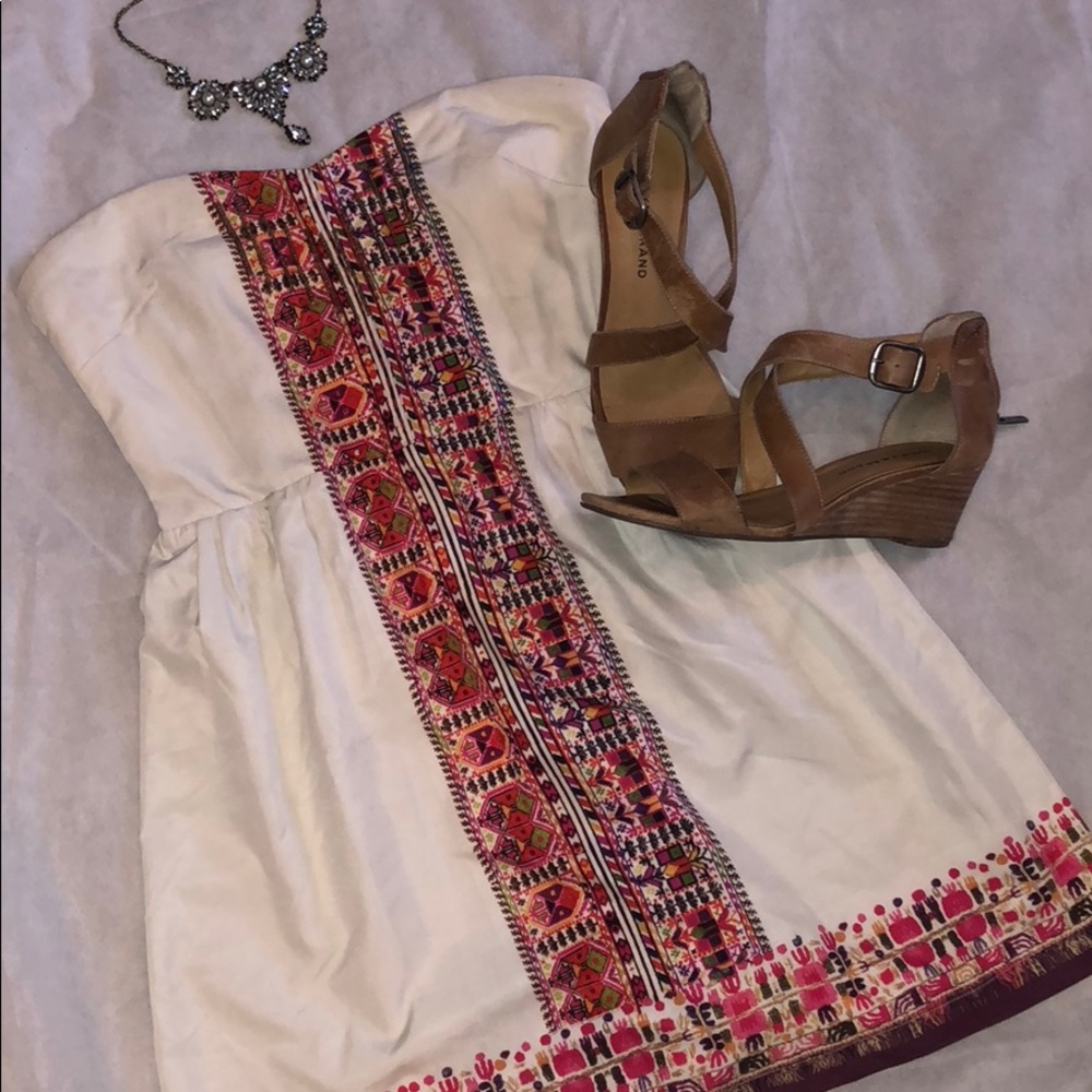 Roxy White and Pink Strapless Mini Dress